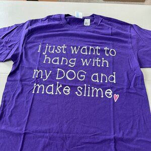 NWT "Dogs and Slime" short sleeve purple tee, Size M